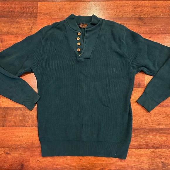 Eddie Bauer Other - Vintage Eddie Bauer Sweater 100% Heavy Cotton Mens Size Large Green Henley